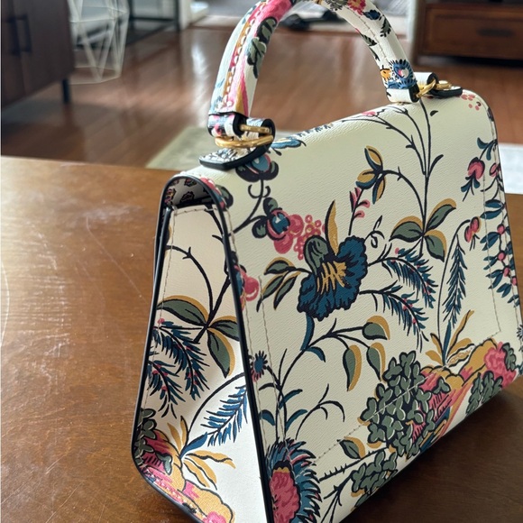 Leather Tory Burch Small Top Handle Parker Floral Bag - Picture 3 of 5